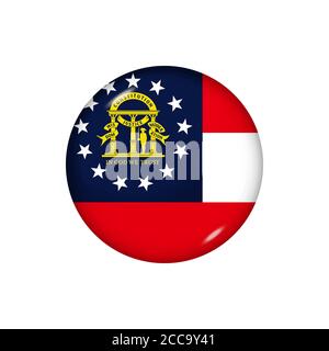 Icon flag of Georgia . Round glossy flag. Vector illustration. EPS 10 Stock Vector