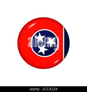 Icon flag of Tennessee . Round glossy flag. Vector illustration. EPS 10 Stock Vector