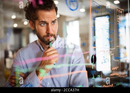 Programmer working and developing software in office Stock Photo