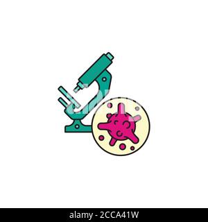 Virus, bacteria and microscope color line, linear icon, symbol, sign. coronavirus, COVID-19 icon, logo color on white background. 2019-ncov simple Stock Vector