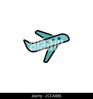 plane, airplane color icon thin line, linear, outline. Simple sign, logo. Stock Vector