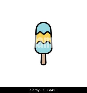 Ice lolly, ice cream color icon thin line, linear, outline. Simple sign, logo Stock Vector