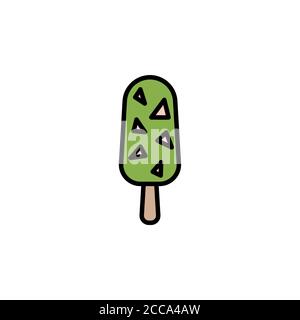 Ice lolly, ice cream color icon thin line, linear, outline. Simple sign, logo Stock Vector