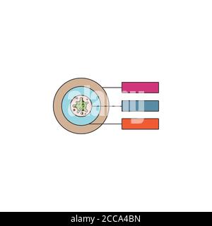 Virus, bacteria and infographics (schedule, chart, graph) color line, linear icon, symbol, sign. coronavirus, COVID-19 icon, logo color on white backg Stock Vector