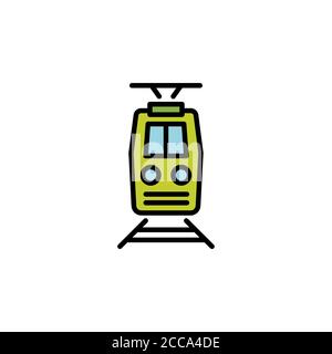 Train color icon thin line, linear, outline front view. Simple sign, logo. Stock Vector