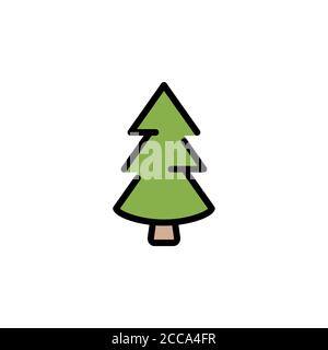 Christmas tree, fir-tree color icon thin line, linear, outline. Simple sign, logo. Stock Vector