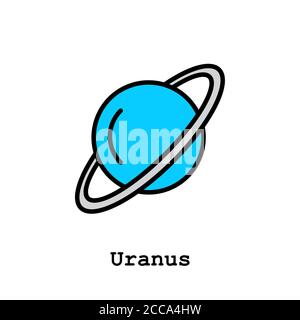 Uranus planet color icon thin line, linear, outline vector. Uranus blue planet simple sign, logo. Stock Vector