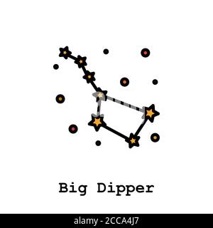 Constellation Ursa Major (Big Dipper, Great Bear) color icon thin line, linear, outline vector. Constellation Ursa Major (Big Dipper, Great Bear) simp Stock Vector