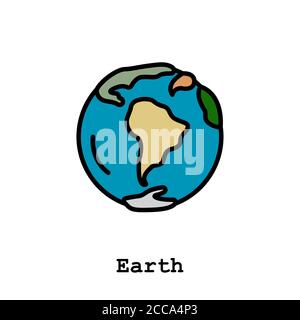 planet Earth color icon thin line, linear, outline vector. planet Earth simple sign, logo. World icon isolated. Stock Vector