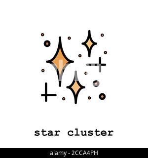star cluster color icon thin line, linear, outline vector. star cluster simple sign, logo. Stock Vector