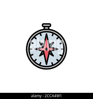 compass color icon thin line, linear, outline. Simple sign, logo. Stock Vector