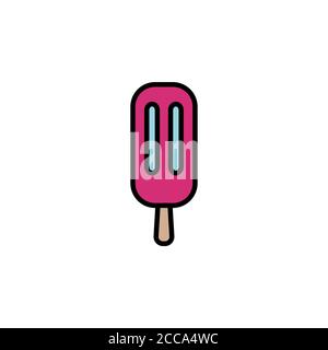 Ice lolly, ice cream color icon thin line, linear, outline. Simple sign, logo Stock Vector