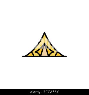 Camping Tourist Tent color icon thin line, linear, outline. Simple sign, logo. Stock Vector