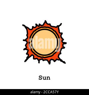 Sun, star sun, flare in sun color icon thin line, linear, outline vector. Sun, star sun, flare in sun simple sign, logo. Stock Vector