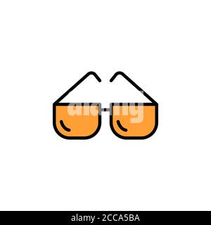 Sunglasses linear vector icon. glasses line thin sign. Sunglasses outline symbol. glasses simple logo orange on white. Stock Vector