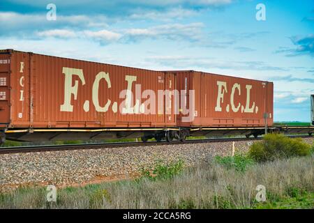 F.C.L Containers transported by the Australian Railway Stock Photo