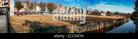 PLASENCIA, SPAIN - Dec 01, 2014: Construction works for the new parking lot on the Island of Plasencia. Outdoors. Stock Photo