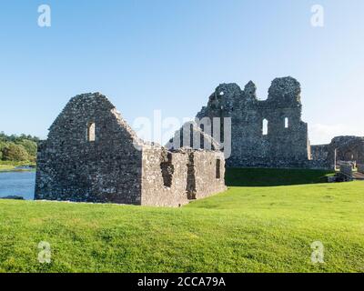 Ogmore Castle is a Grade I listed castle located near the village of Ogmore-by-Sea, in the Vale of Glamorgan South Wales. Stock Photo