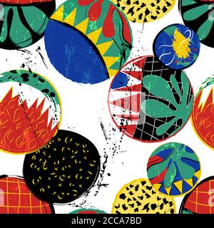 seamless pattern background, with circles, ornaments, strokes and splashes Stock Vector