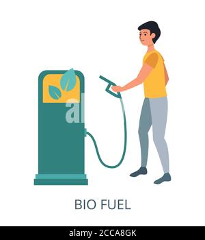 Bio Fuel concept, flat design vector illustration close-up Stock Vector