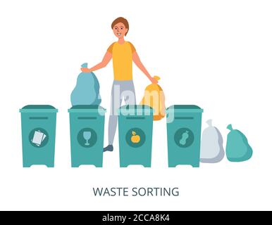 Waste Sorting Bins Set. Vector Illustration Image. Stock Vector -  Illustration of infographics, cardboard: 248710580