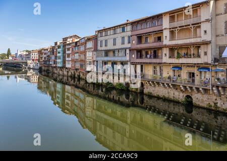Nice buildings on the river Tarn in French town Albi. 08. 14. 2020 France Stock Photo
