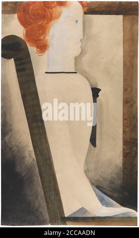 Seated Woman. Museum: PRIVATE COLLECTION. Author: OSKAR SCHLEMMER. Stock Photo