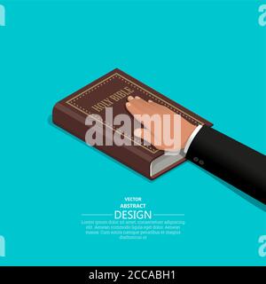 Oath on the Holy Bible.The procedure in court. Truth and truth.Promise before god. Oath.3D. Isometry. Elements for design. A vector illustration in fl Stock Vector