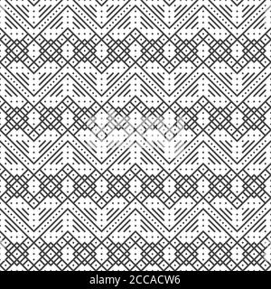 Seamless pattern. Modern stylish texture. Regularly repeating geometrical ornament with zigzag shapes, small rhombuses, strips. Vector element of grap Stock Vector