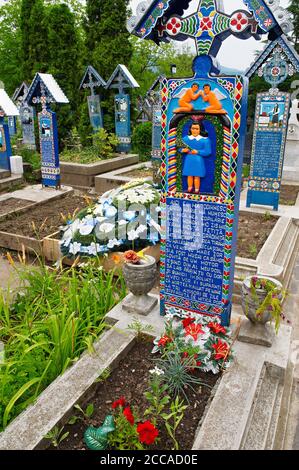 Romania, Maramures, Sapanta, Merry Cemetery, Painted graves Stock Photo