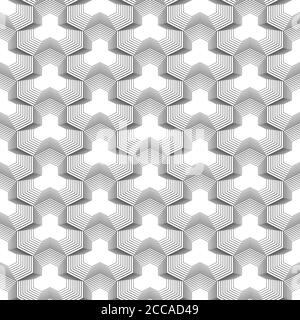 Seamless pattern. Infinitely repeating modern geometrical texture consisting of linear hexagonal polygonal shapes. Thin line. Vector element of graphi Stock Vector