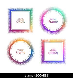 Set multi-colored square and round the grunge of a framework with the place for the text. Empty templates for design. Vector illustration. Stock Vector