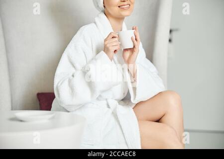 Female client relaxing in a spa salon Stock Photo