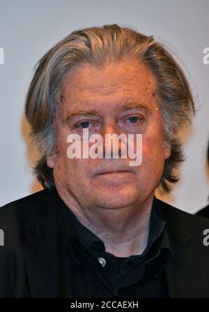 Tokyo, Japan. 20th Aug, 2020. Steve Bannon, former White House chief strategist for President Donald Trump, was arrested with three others for scamming hundreds of thousands of dollars from donors according to the Manhattan Federal Court, on Thursday, August, 20, 2020. He is shown in in Tokyo in a December, 17, 2017 file photo. File Photo by Keizo Mori/UPI Credit: UPI/Alamy Live News Stock Photo