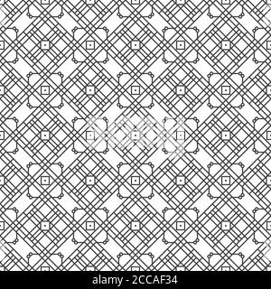 Seamless pattern. Modern stylish texture. Regularly repeating geometrical ornament with rhombus linear tiles, squares, small dots, circles. Vector ele Stock Vector