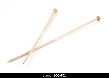 A pair of knitting needles isolated on white Stock Photo