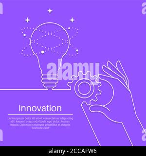 The hand of the businessman builds business the idea. Innovative technologies. Technical progress. Creativity of thinking. Digital modern background. Stock Vector