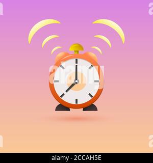 The alarm clock with a shadow on the isolated background. Design element. A vector icon in modern flat style. Stock Vector