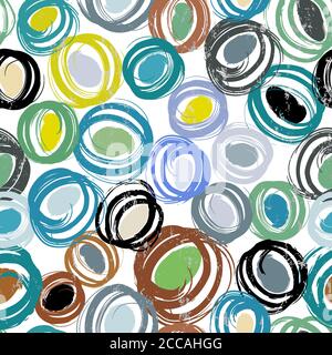 seamless background pattern, with circles, paint strokes and splashes, grungy Stock Vector