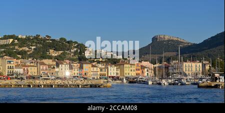 The harbour panorama of Cassis in the French Riviera, FR Stock Photo