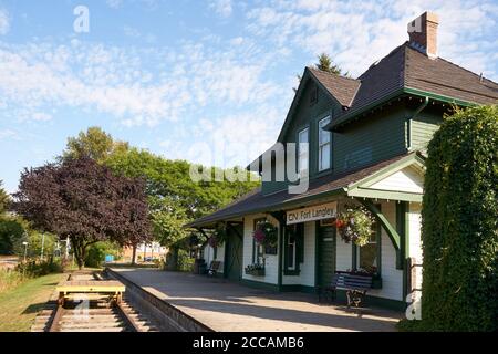 Heritage CNR Canadian National Railway Station in the town of Fort Langley, British Columbia, Canada Stock Photo