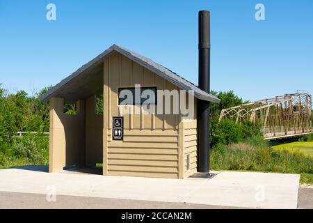 Public restroom in County Park. Stock Photo