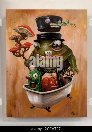 artwork at the 'Stranger Factory' in Nob Hill, Albuquerque, New Mexico [ 'Bath Time !' by Johnpaul Gutierrez ] Stock Photo