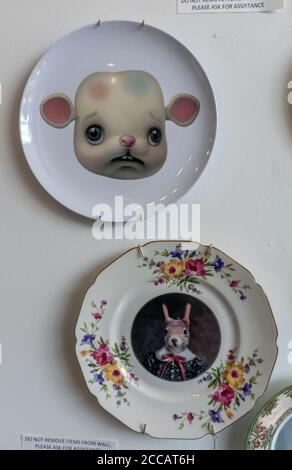 artwork at the 'Stranger Factory' in Nob Hill, Albuquerque, New Mexico    [ surreal plates ] Stock Photo