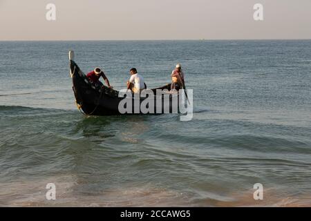 Fishing activity at the Shankumugham beach Thiruvananthapuram Stock Photo
