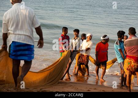 Fishing activity at the Shankumugham beach Thiruvananthapuram Stock Photo