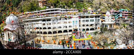 Kasol, Himachal Pradesh / India - May 20 2019: Sri Guru Nanak Dev Ji Gurudwara in Manikaran. It is the biggest Gurudwara in the state. Stock Photo