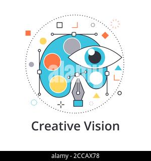Concept of creative vision in flat line design. Icon in trend style. Modern vector illustration Stock Vector