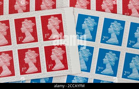 Royal Mail 1st & 2nd Class Self Adhesive Stamps Stock Photo
