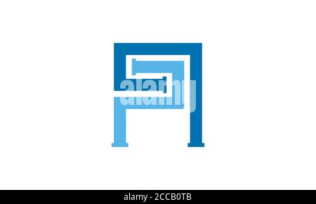 Abstract vector of two blue pipes forming shapes to make a maze isolated against a white background. Illustration is great for branding, business logo Stock Vector